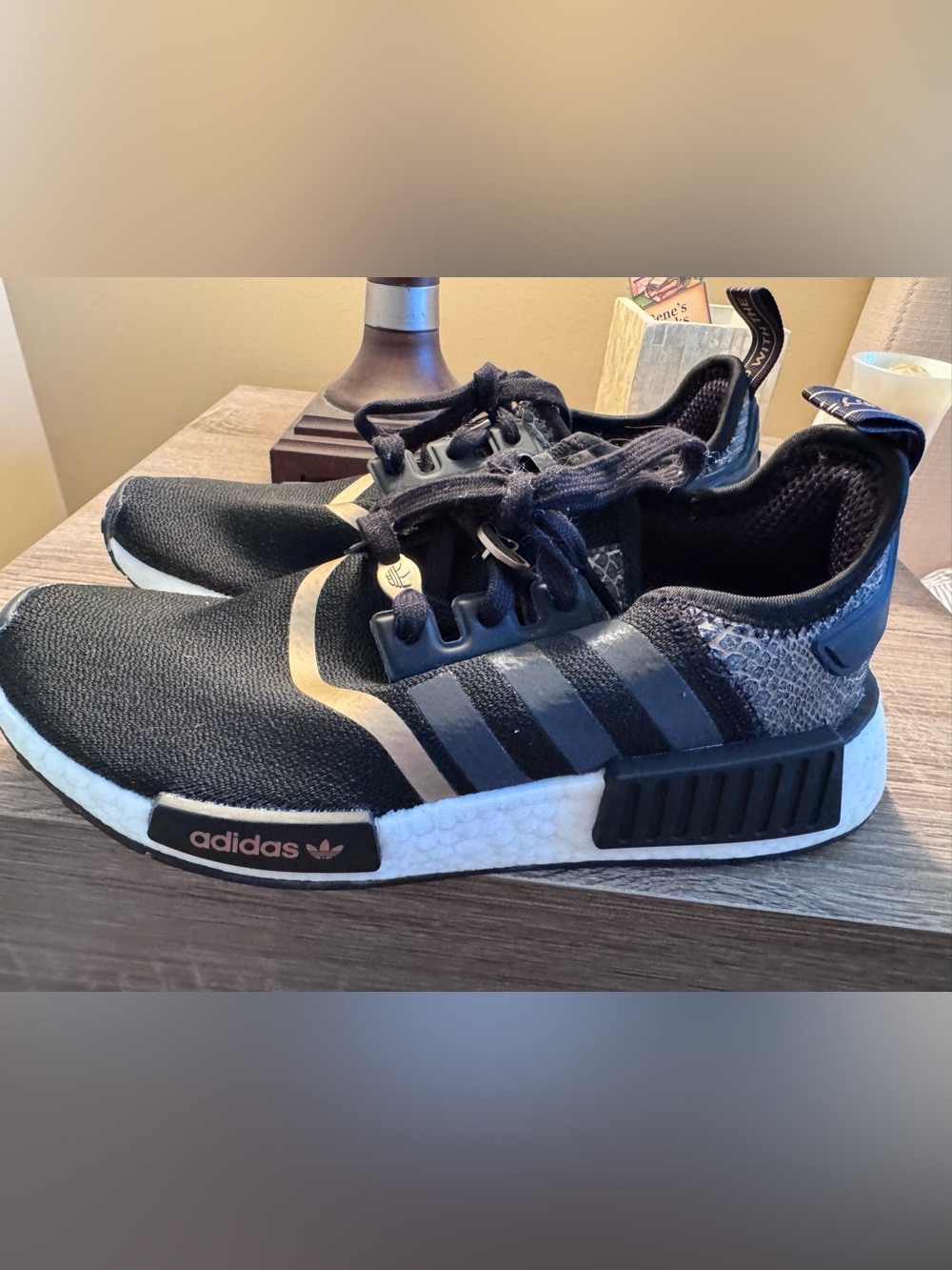 adidas Black Sneakers with Gold Trim